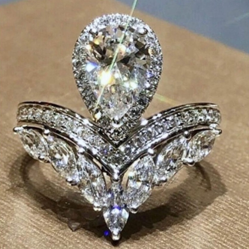 2Ct Lab Created Marquise Cut CZ Diamond Women Wedding Ring 14k White Gold Plated